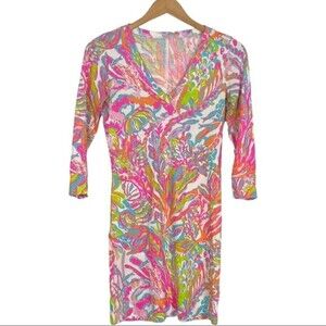 Lilly Pulitzer Scuba to Cuba Christine Dress V-neck Beach Vacation Sz XS